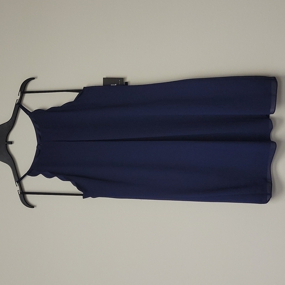 IN San Francisco Scalloped Shift halter Dress Navy Blue L - Picture 5 of 11